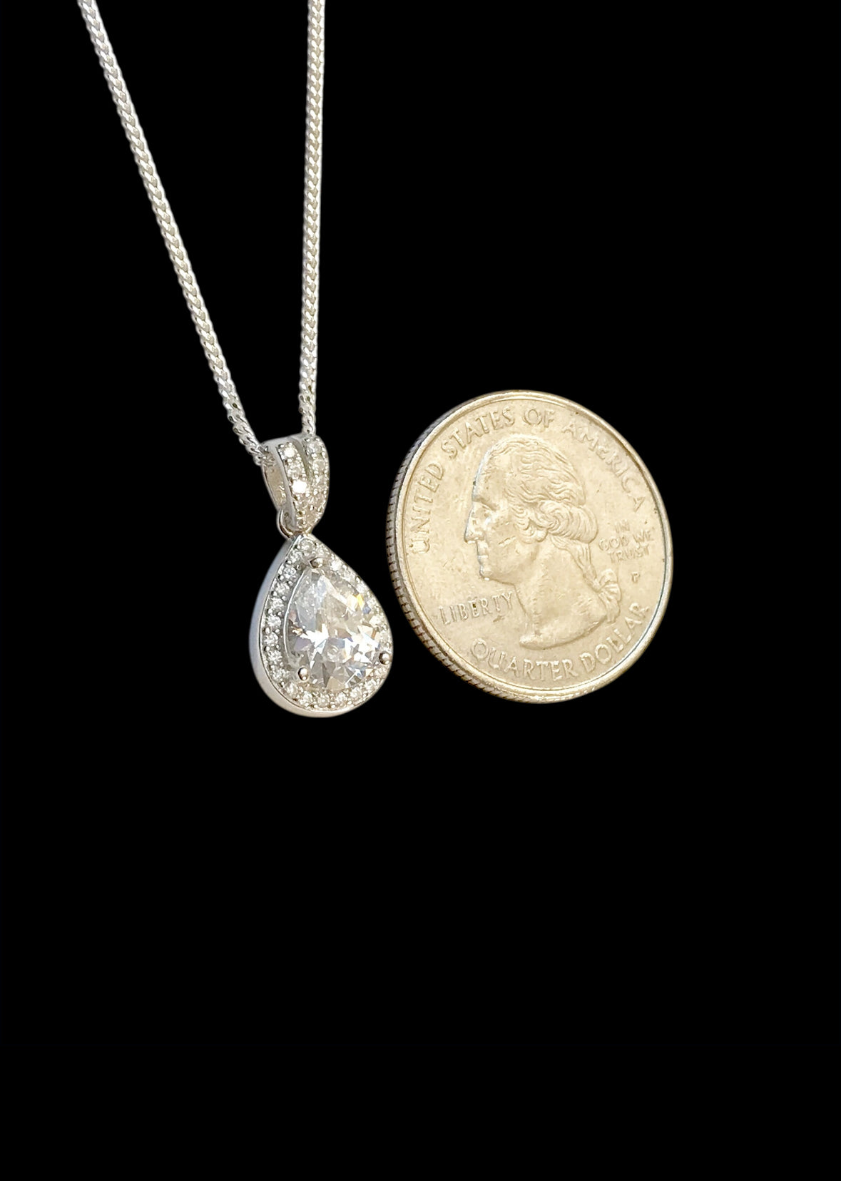 CZ Teardrop Pendant Necklace