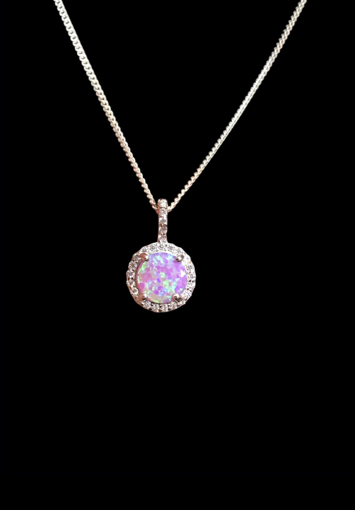 Pink Opal Halo Necklace