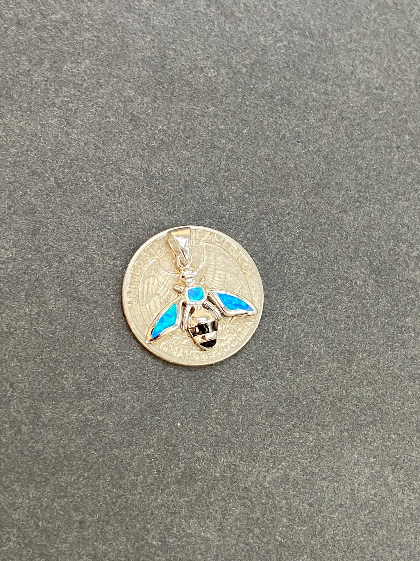 Blue Opal Bee Necklace