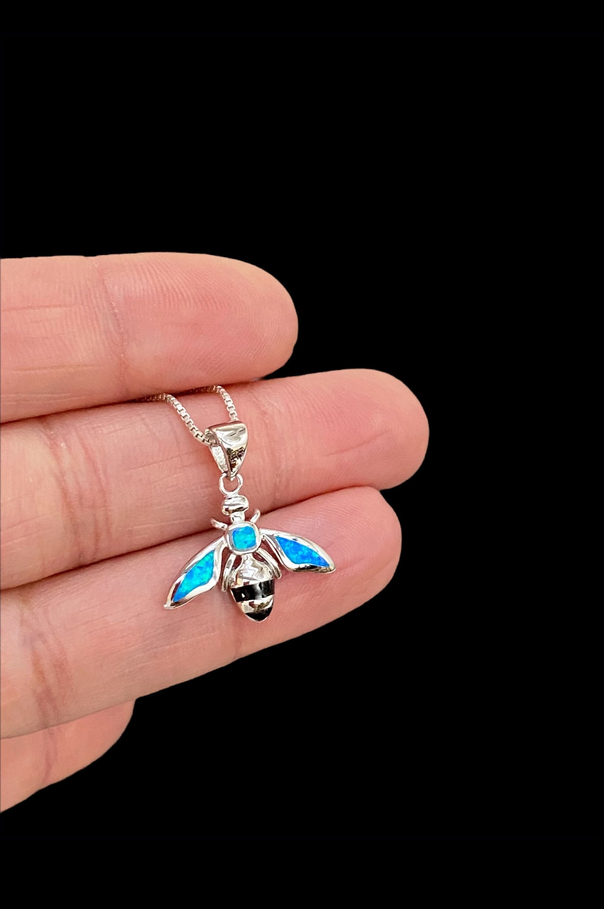 Blue Opal Bee Necklace
