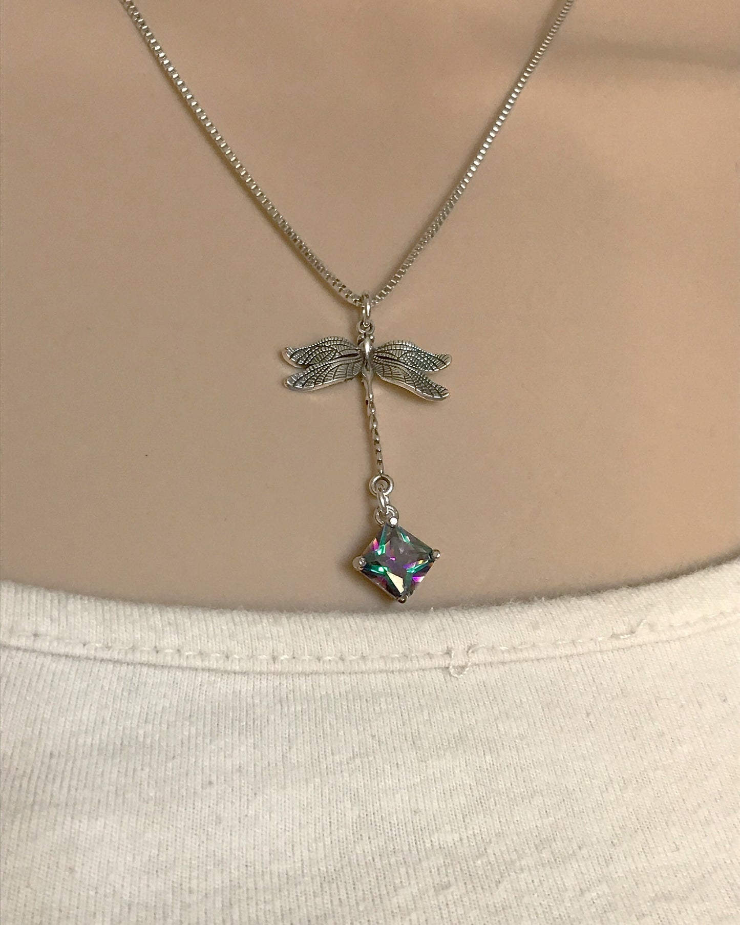 Mystic Topaz Dragonfly Necklace