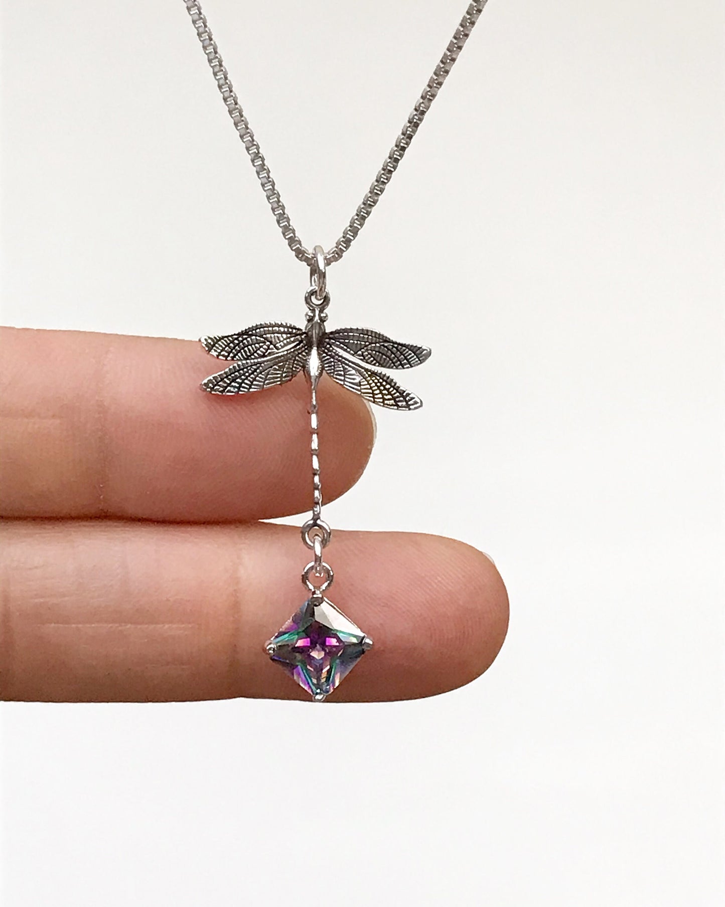 Mystic Topaz Dragonfly Necklace