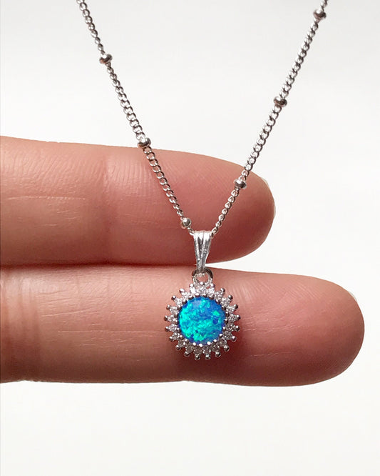 Blue Opal Starburst Necklace