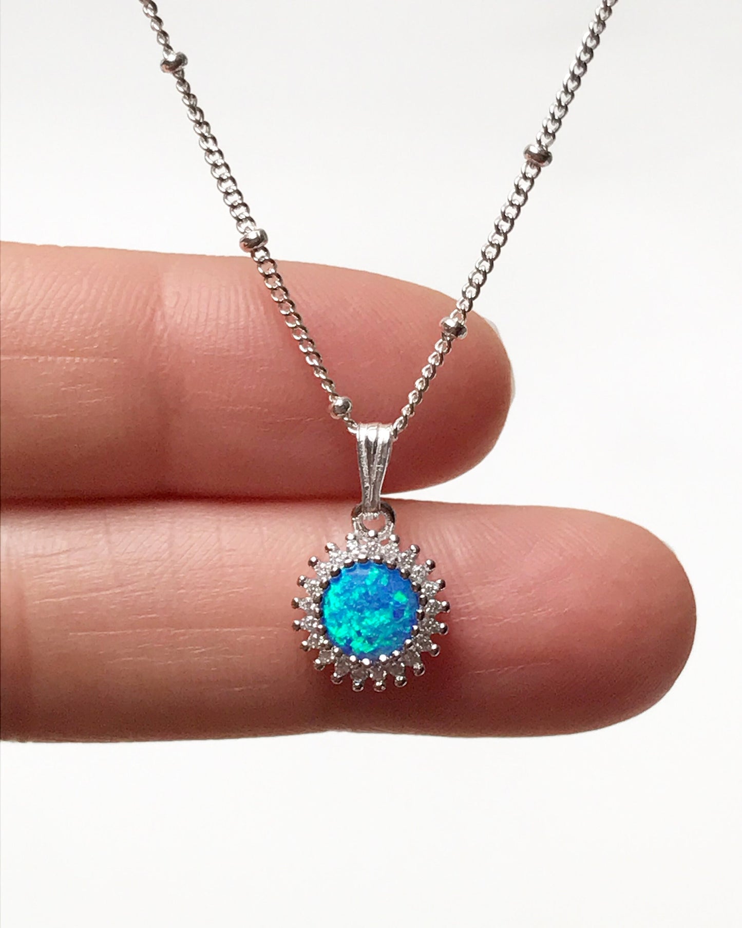 Blue Opal Starburst Necklace