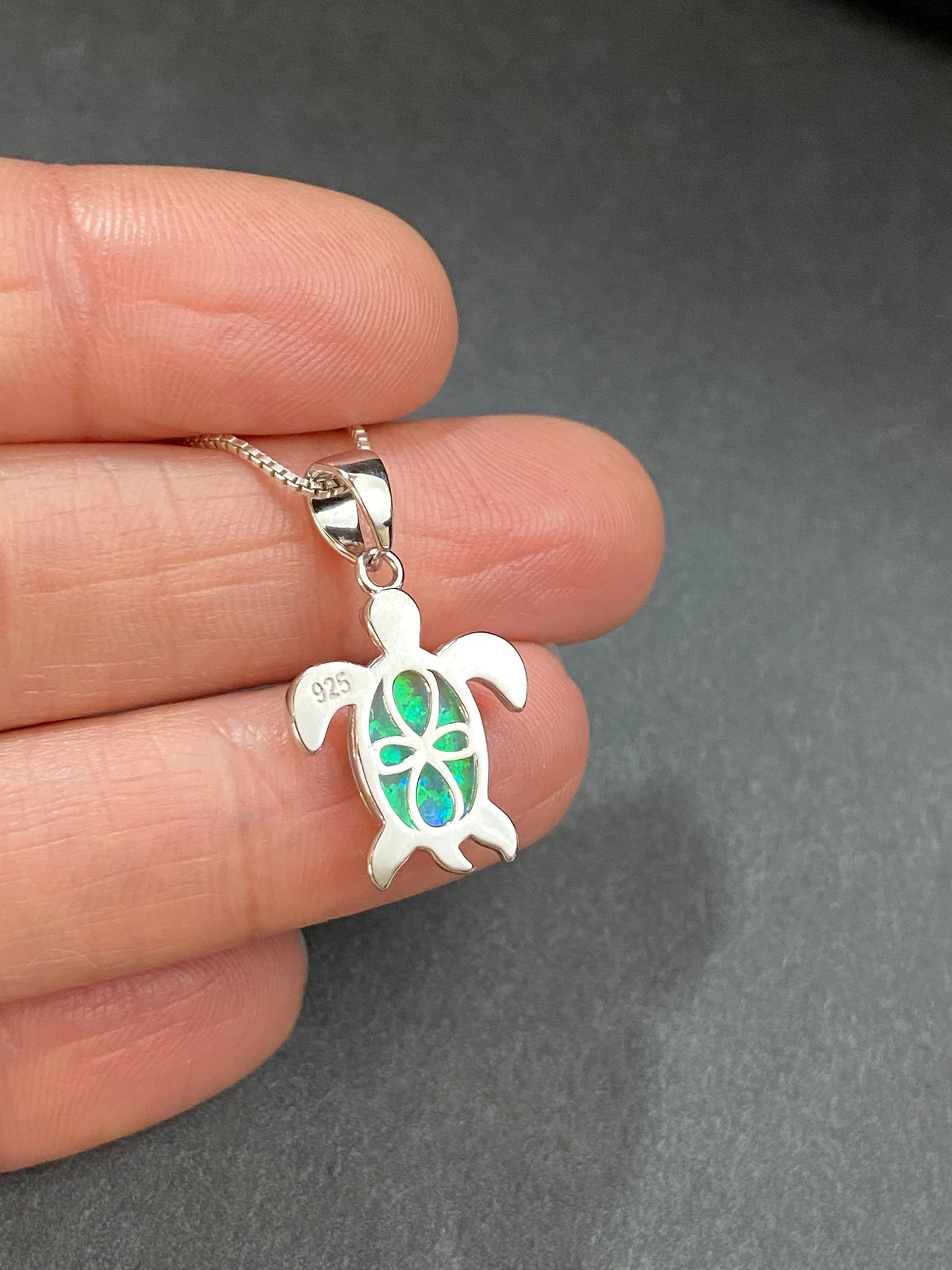Green Opal Turtle Necklace