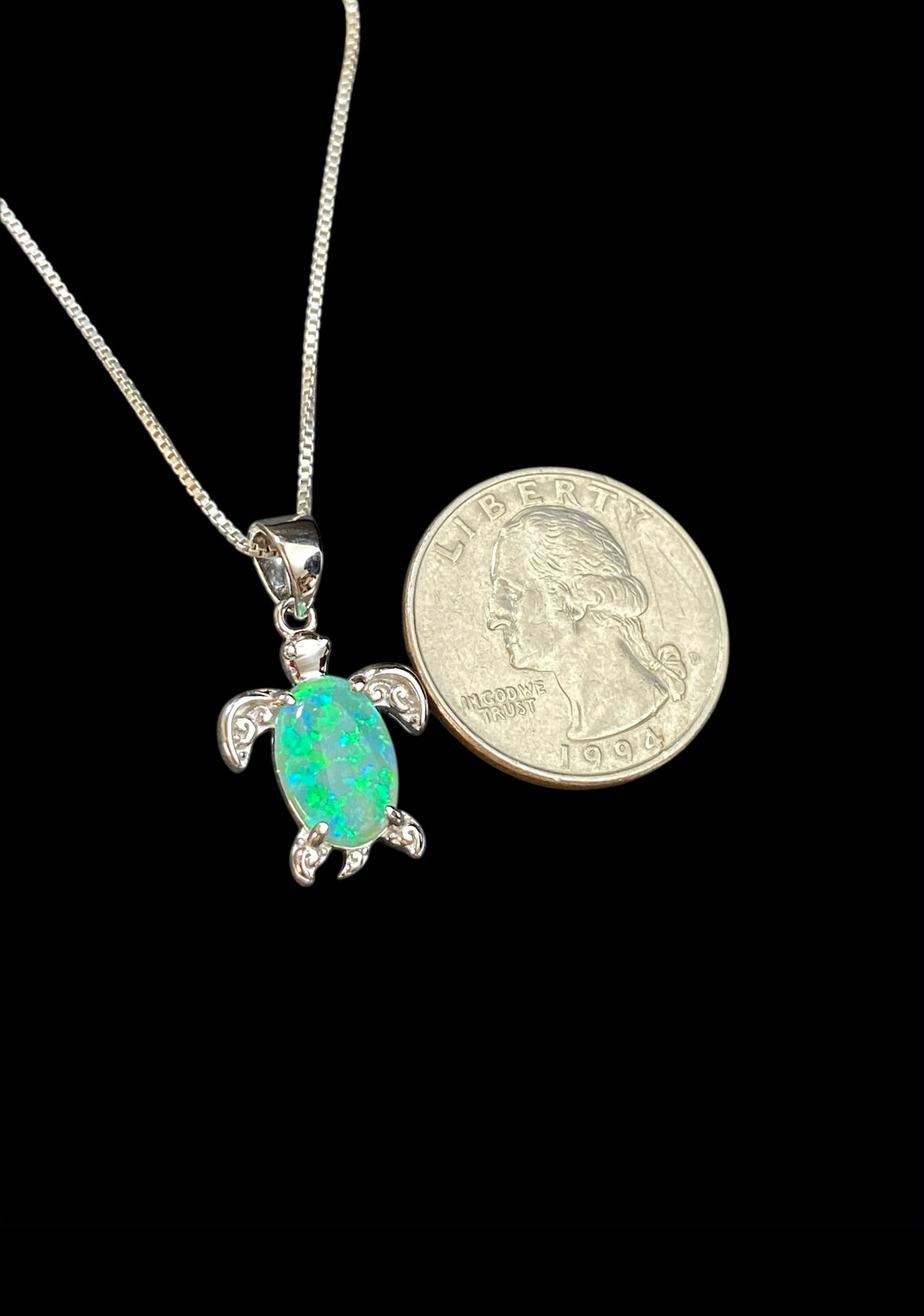 Green Opal Turtle Necklace