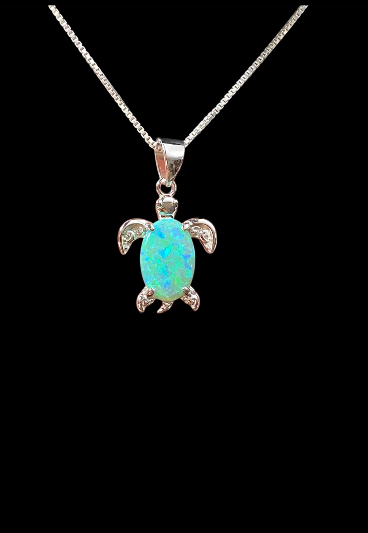 Green Opal Turtle Necklace