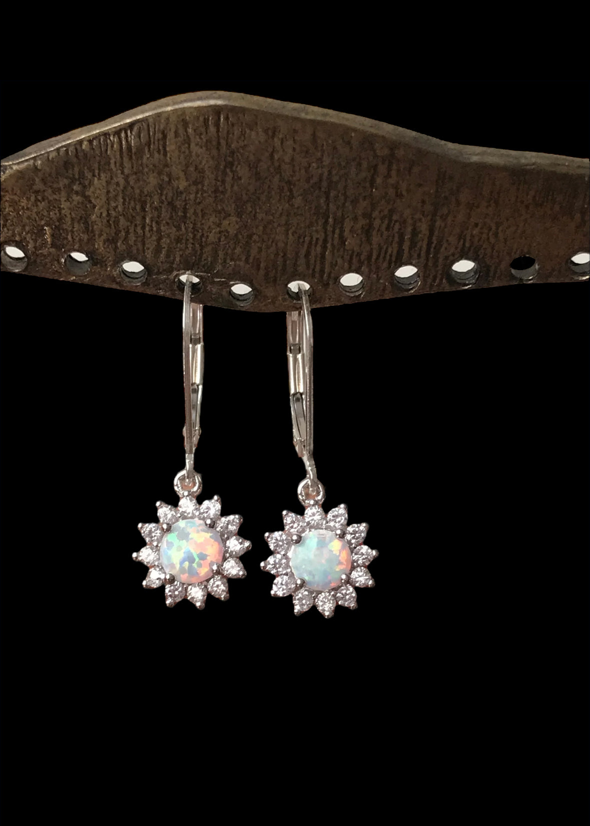 White Opal Starburst Earrings