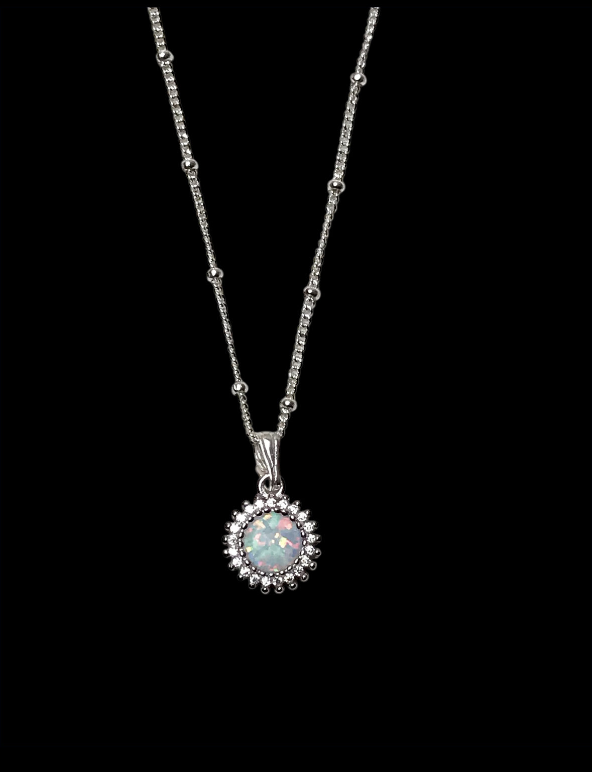 White Opal Starburst Necklace
