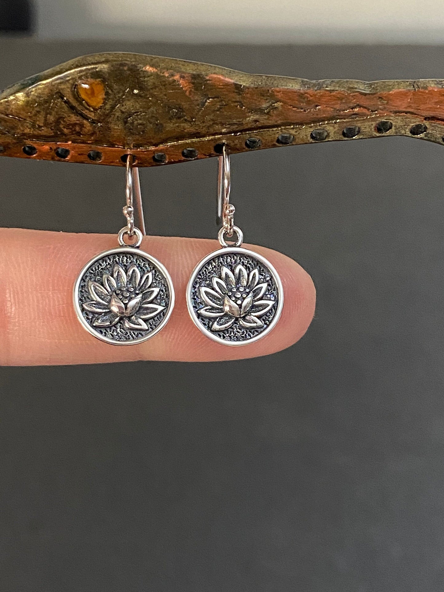 Lotus Flower Coin Earrings