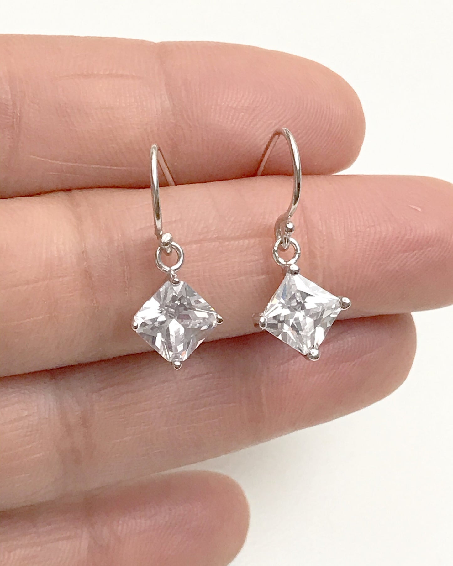 Princess CZ Dangle Earrings