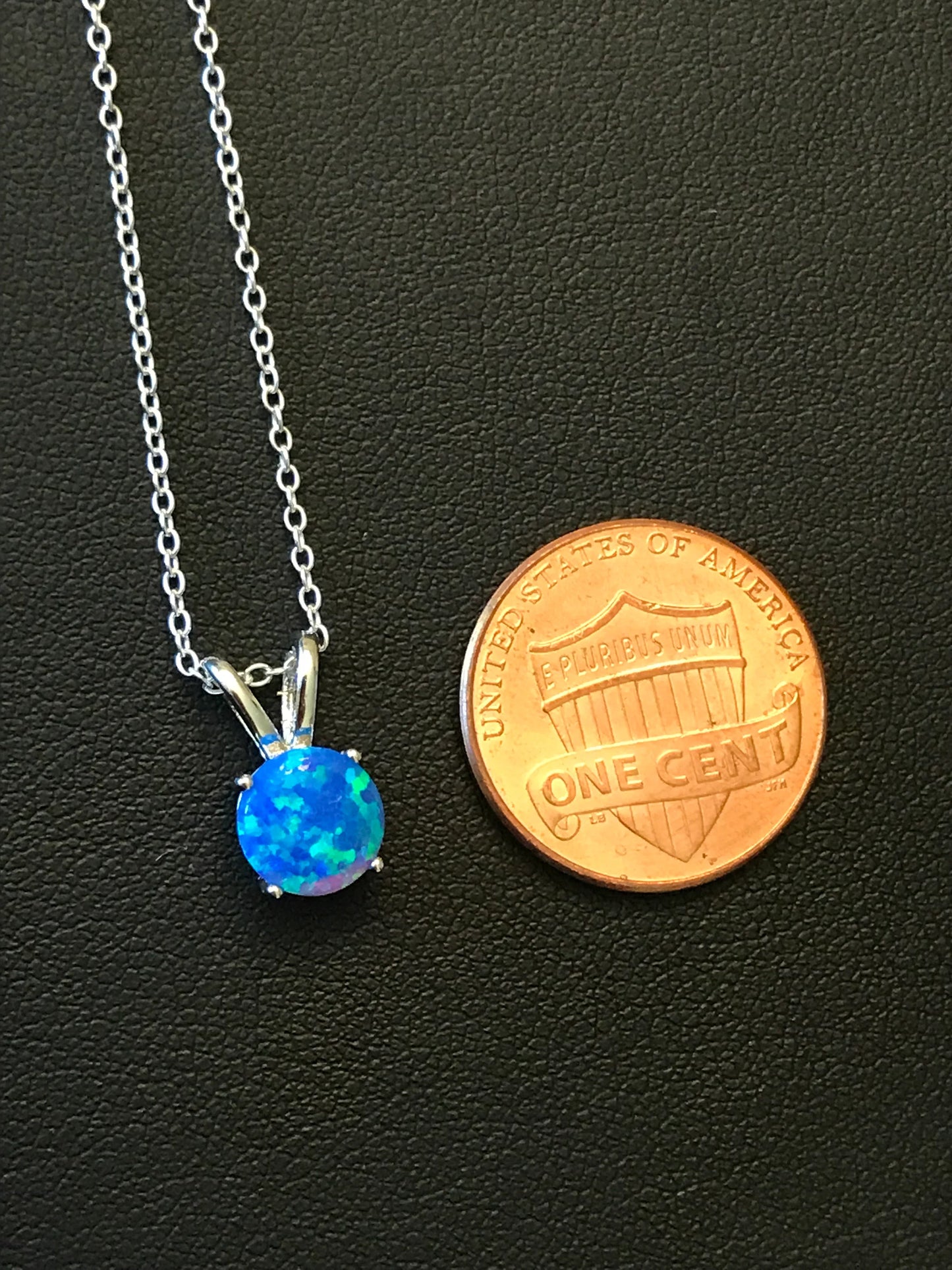 Minimalist Blue Opal Round Necklace