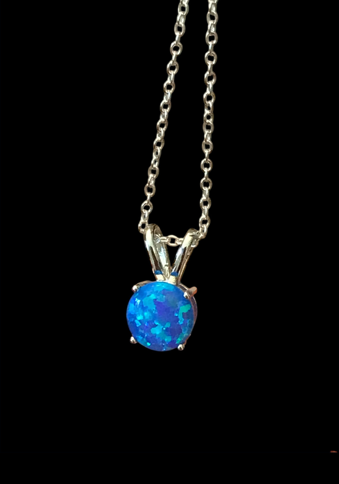 Minimalist Blue Opal Round Necklace