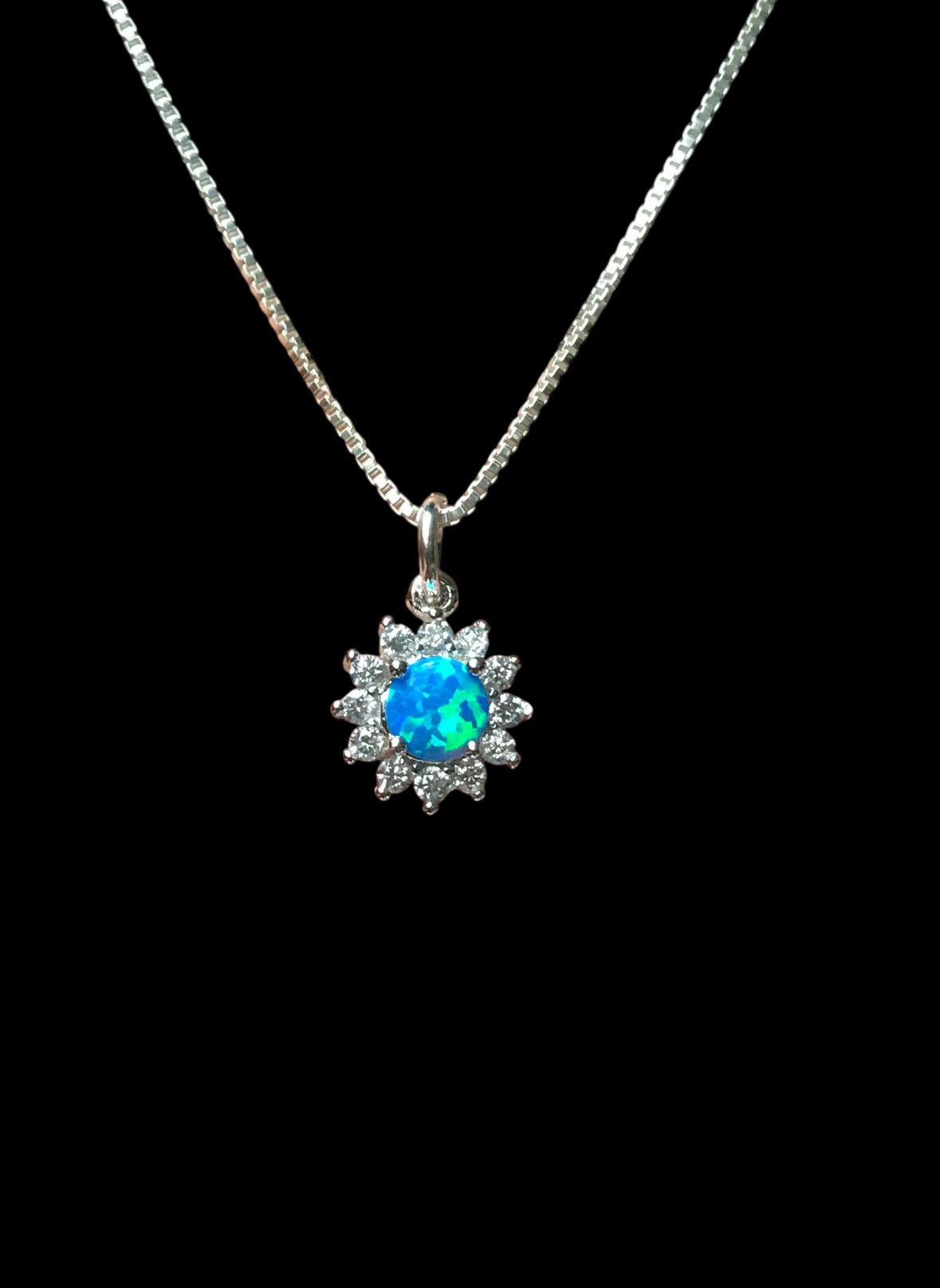 Blue Opal Starburst Necklace