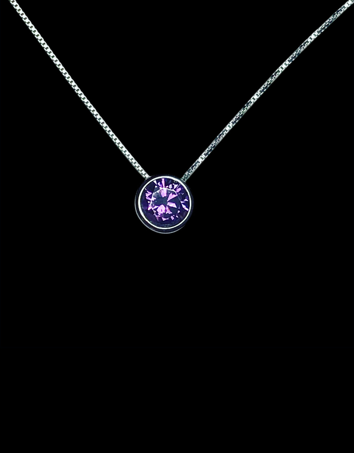 Amethyst CZ Floating Necklace