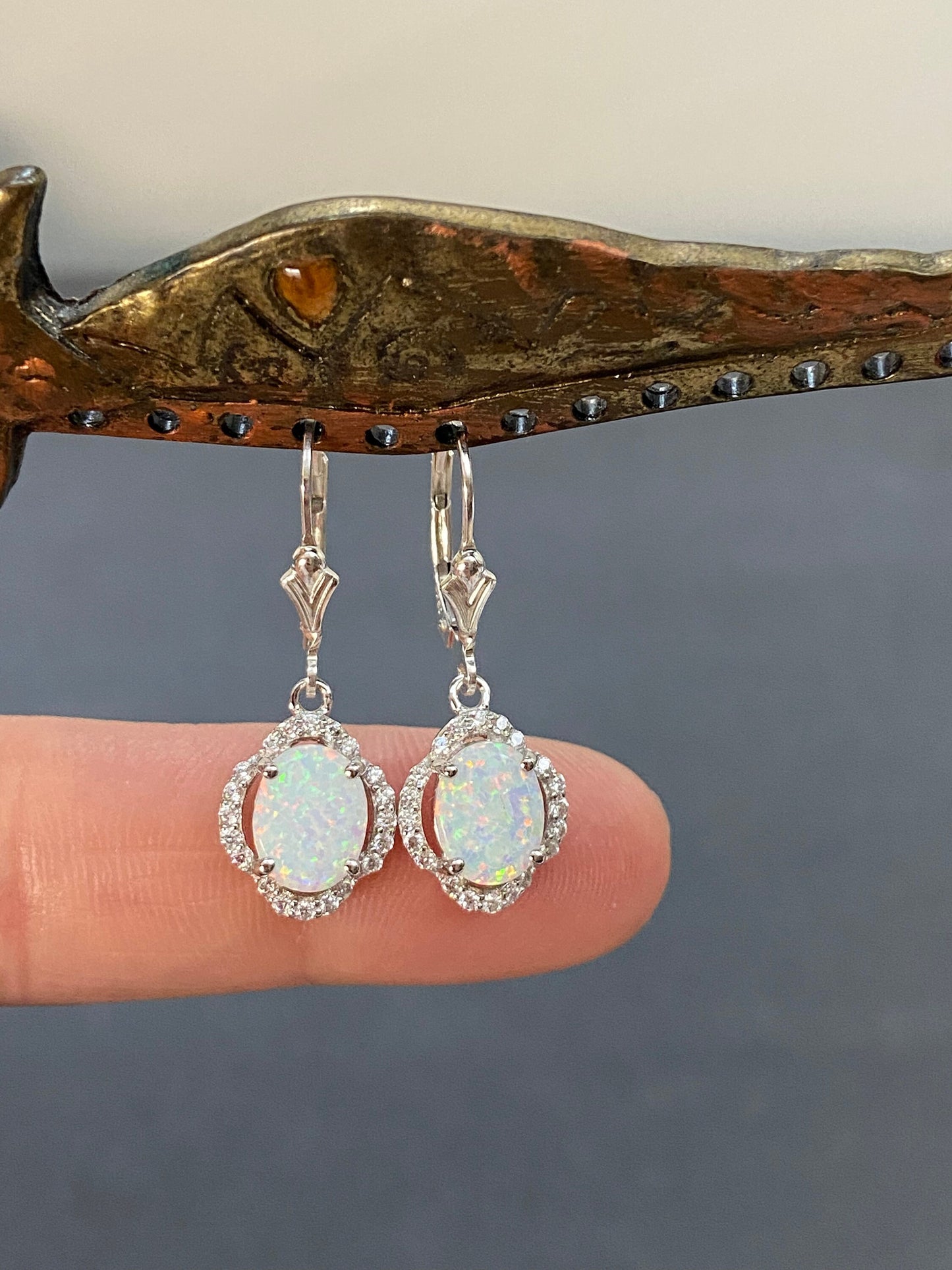 White Opal Earrings
