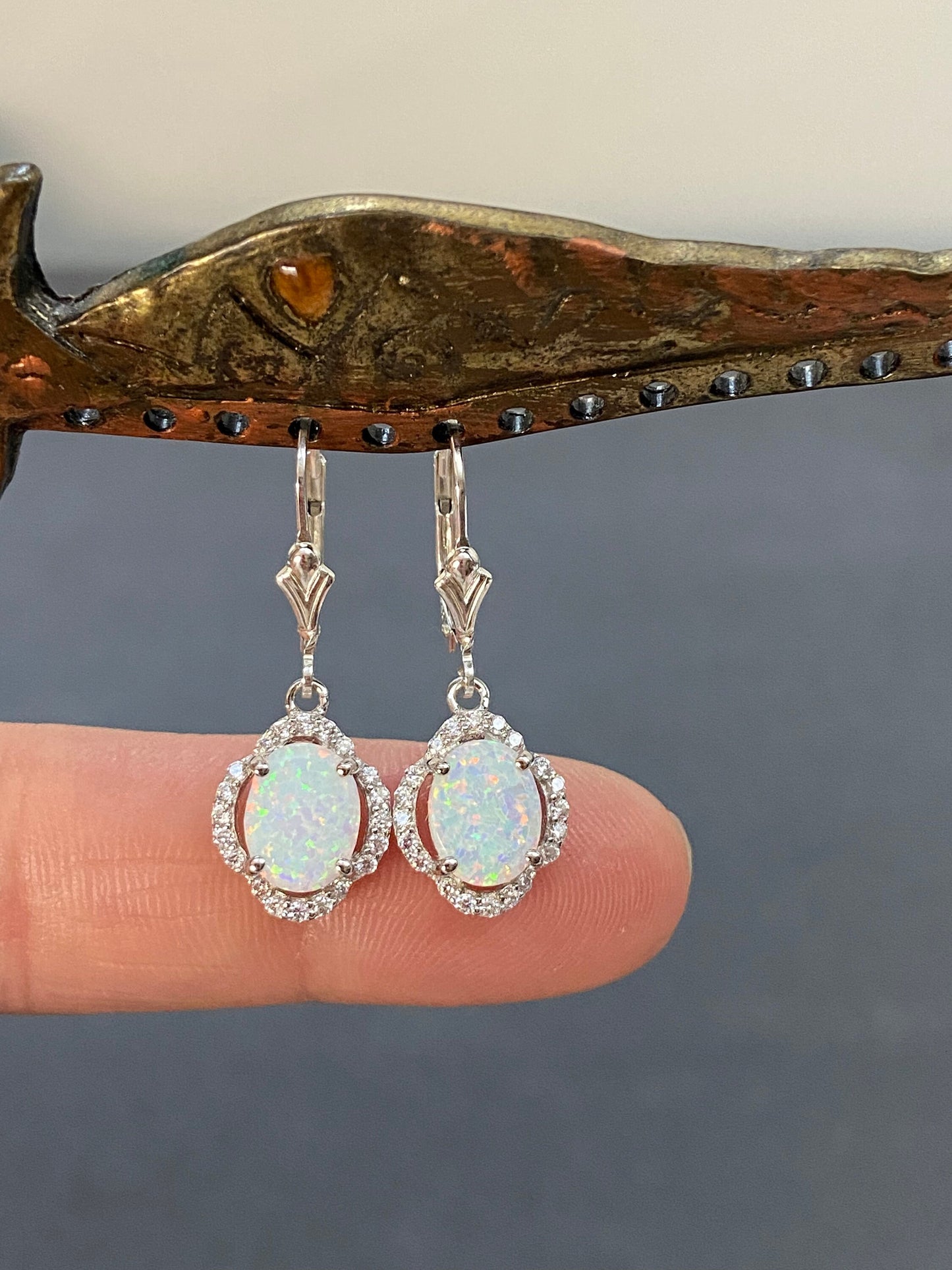 White Opal Earrings