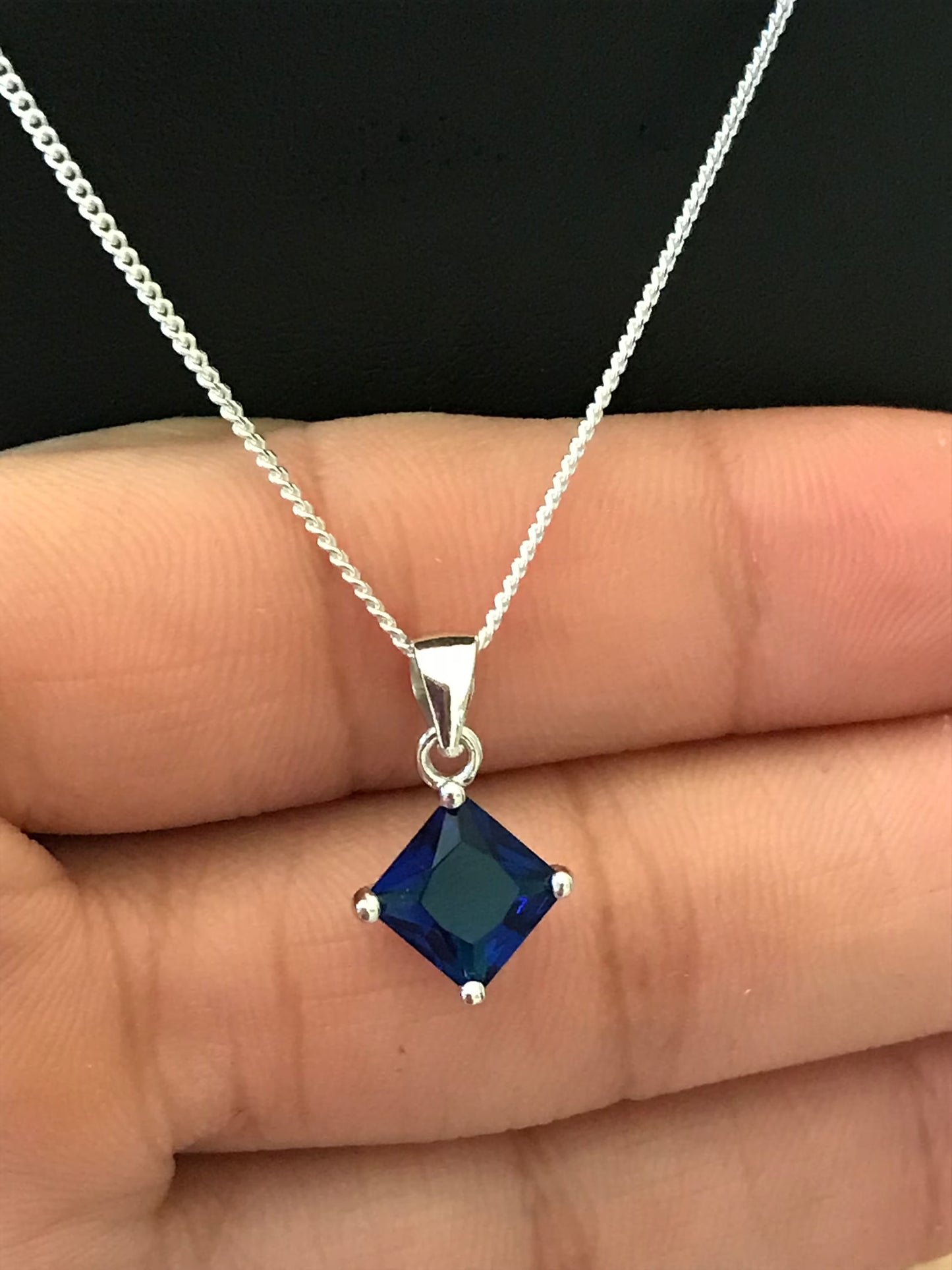 Blue Sapphire CZ Necklace
