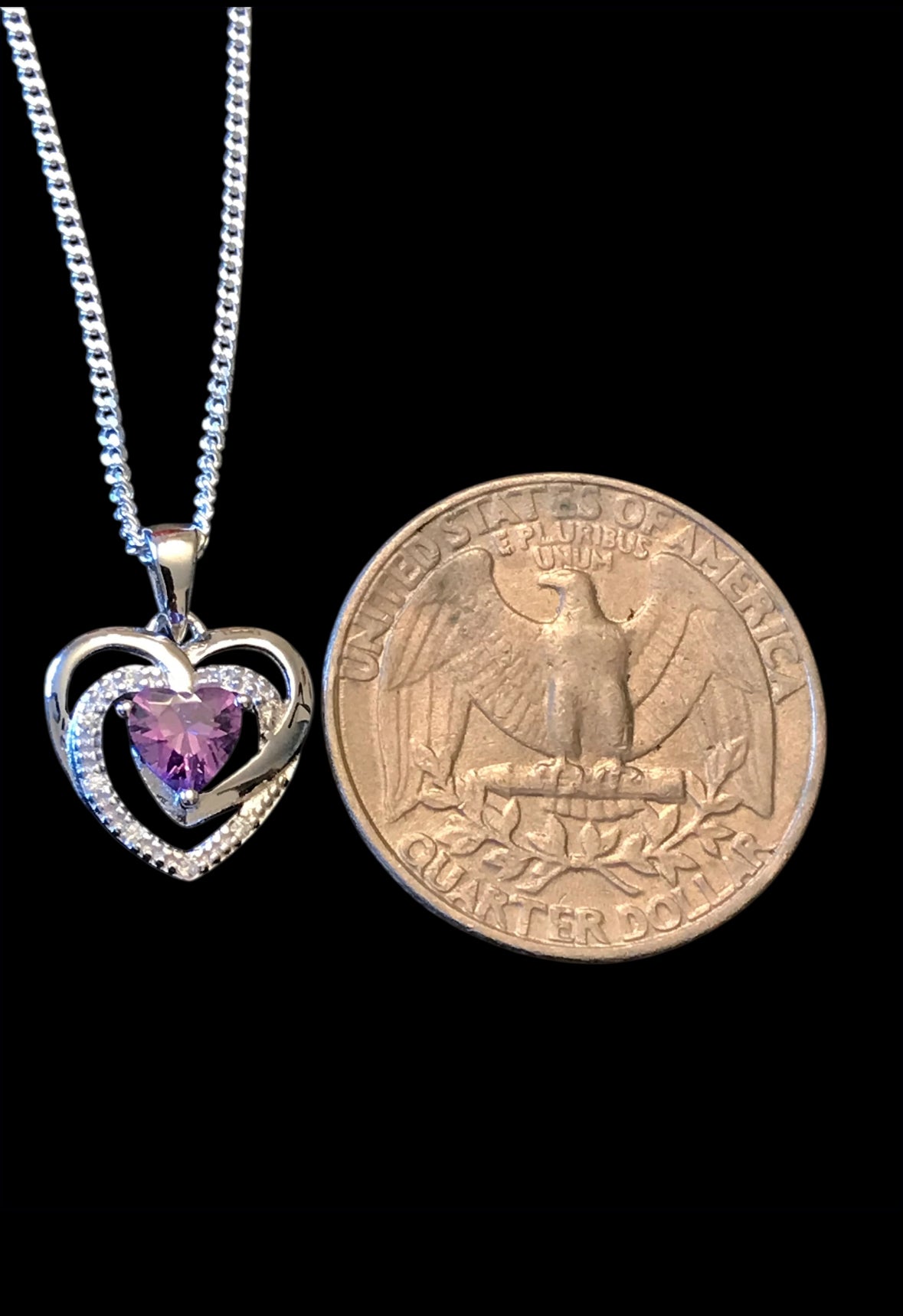 Amethyst CZ Heart Necklace