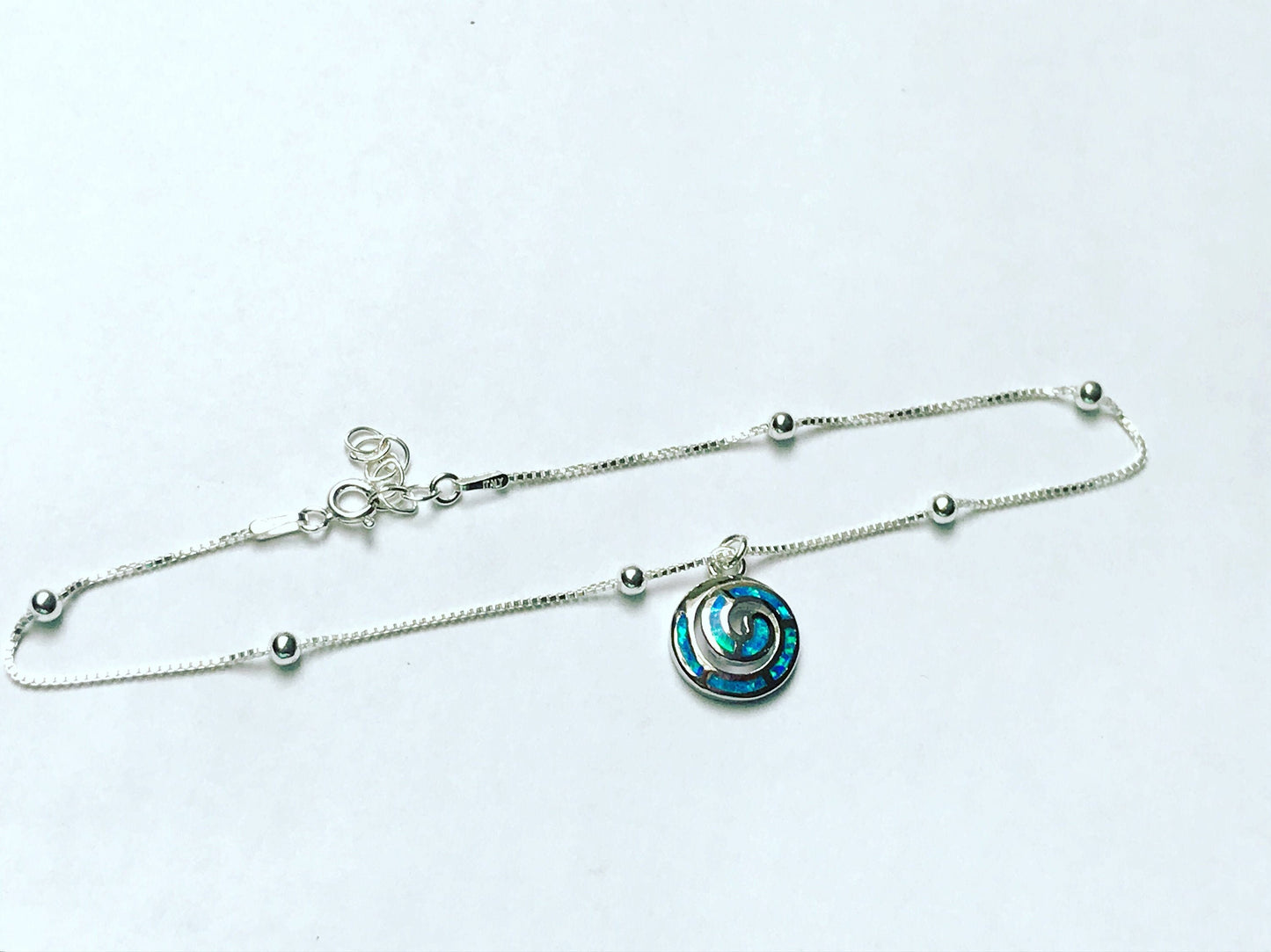 Blue Opal Swirl Anklet