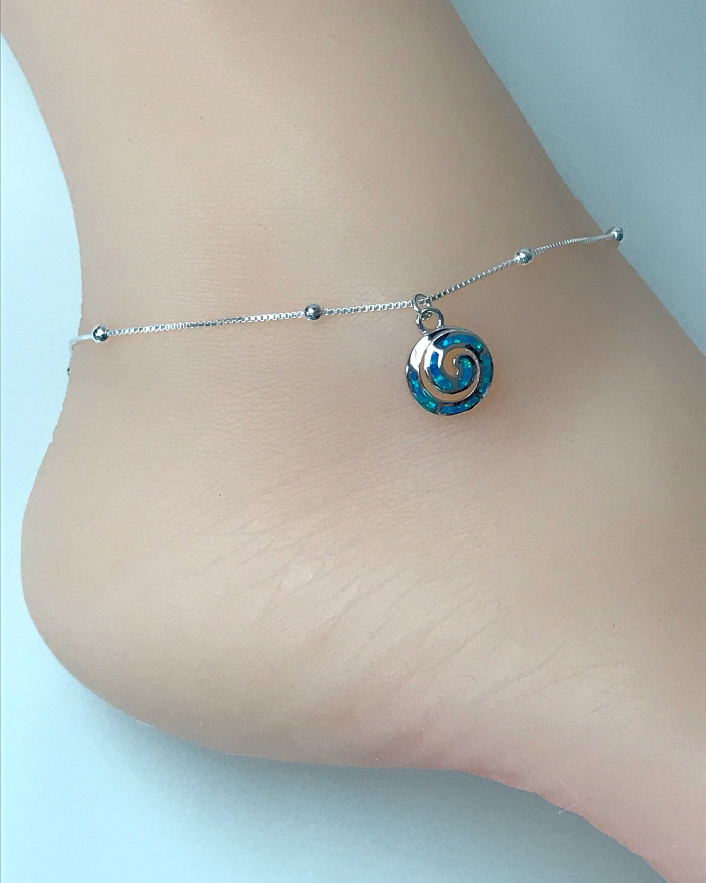Blue Opal Swirl Anklet