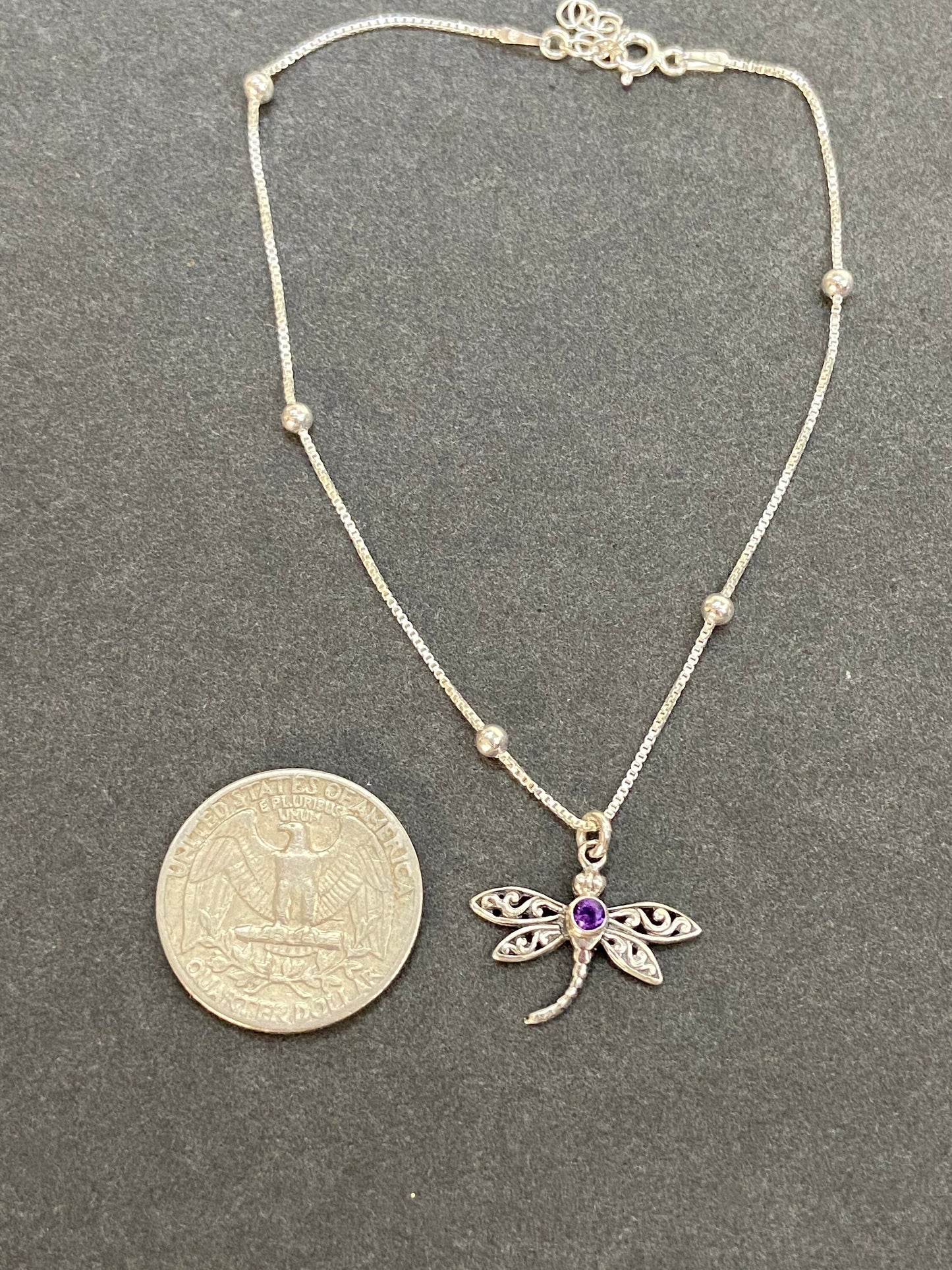 Amethyst Dragonfly Anklet