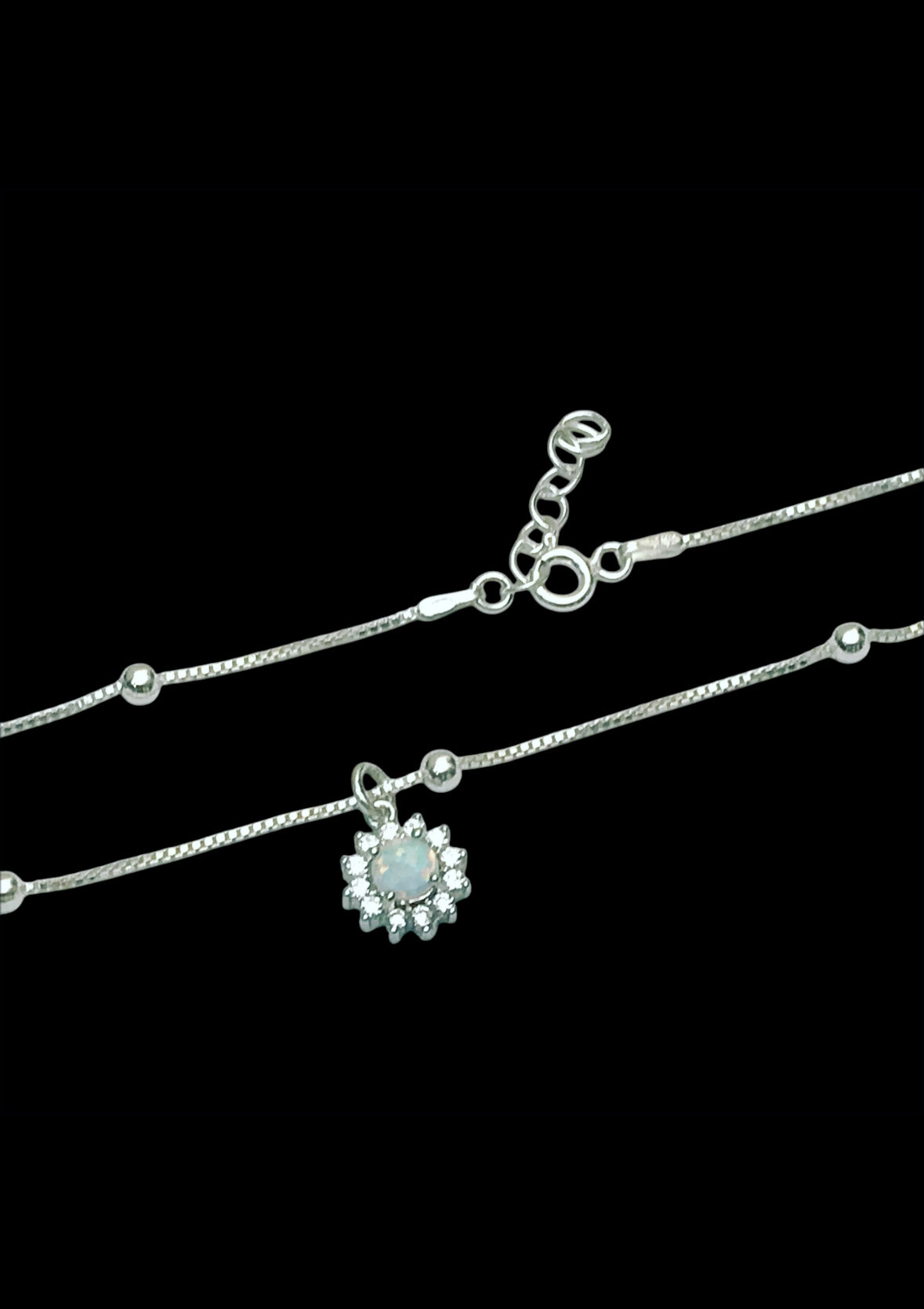 White Opal Starburst Anklet