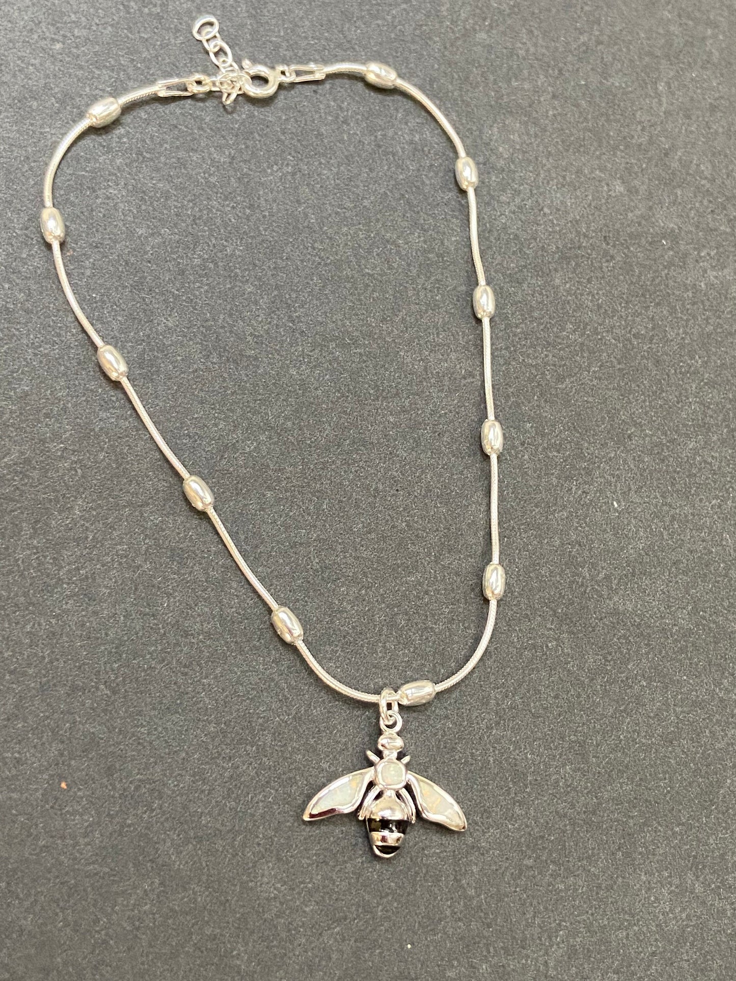 White Opal Honeybee Anklet