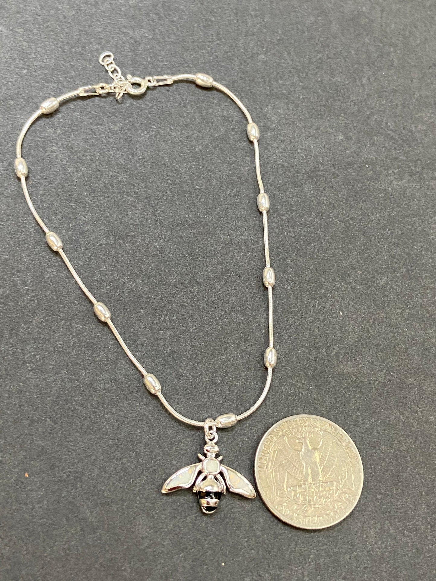 White Opal Honeybee Anklet