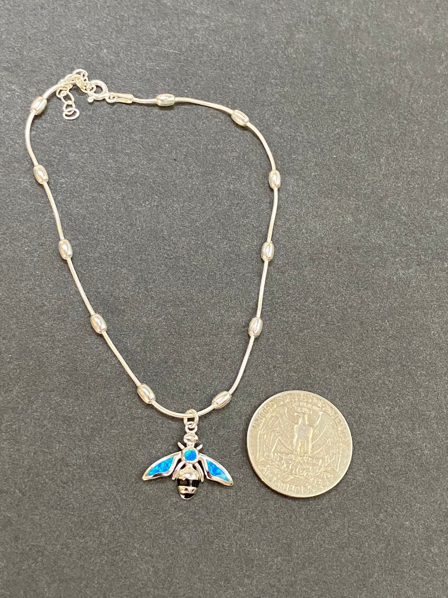 Blue Opal Honeybee Anklet