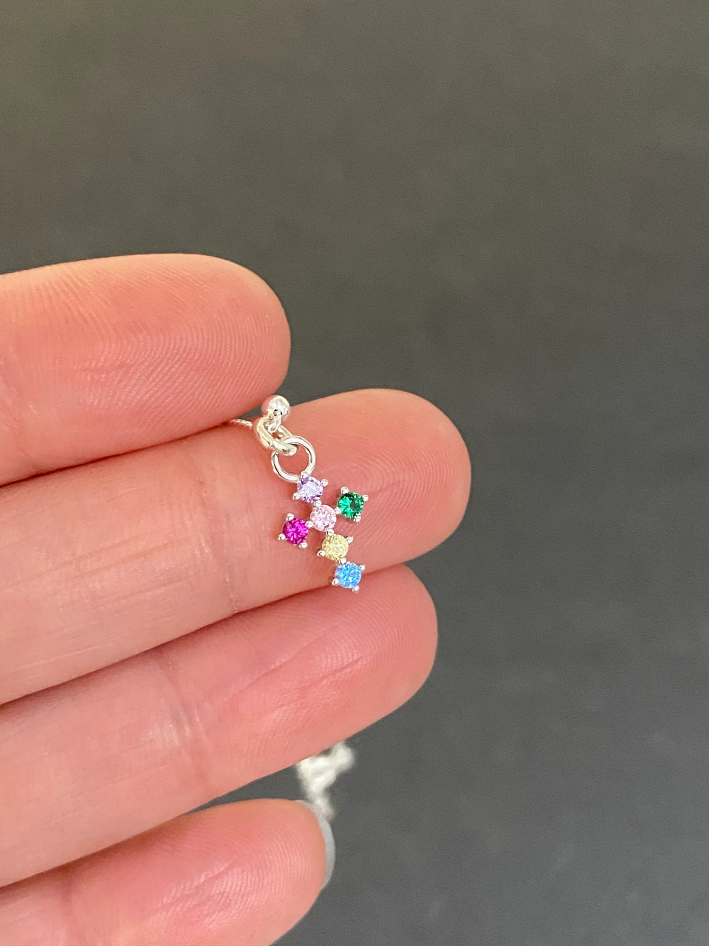 Multicolor CZ Cross Anklet