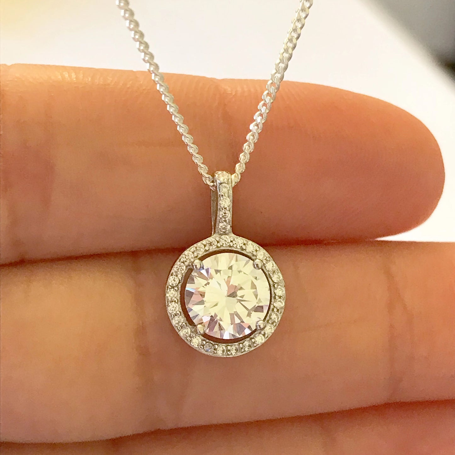 CZ Halo Necklace