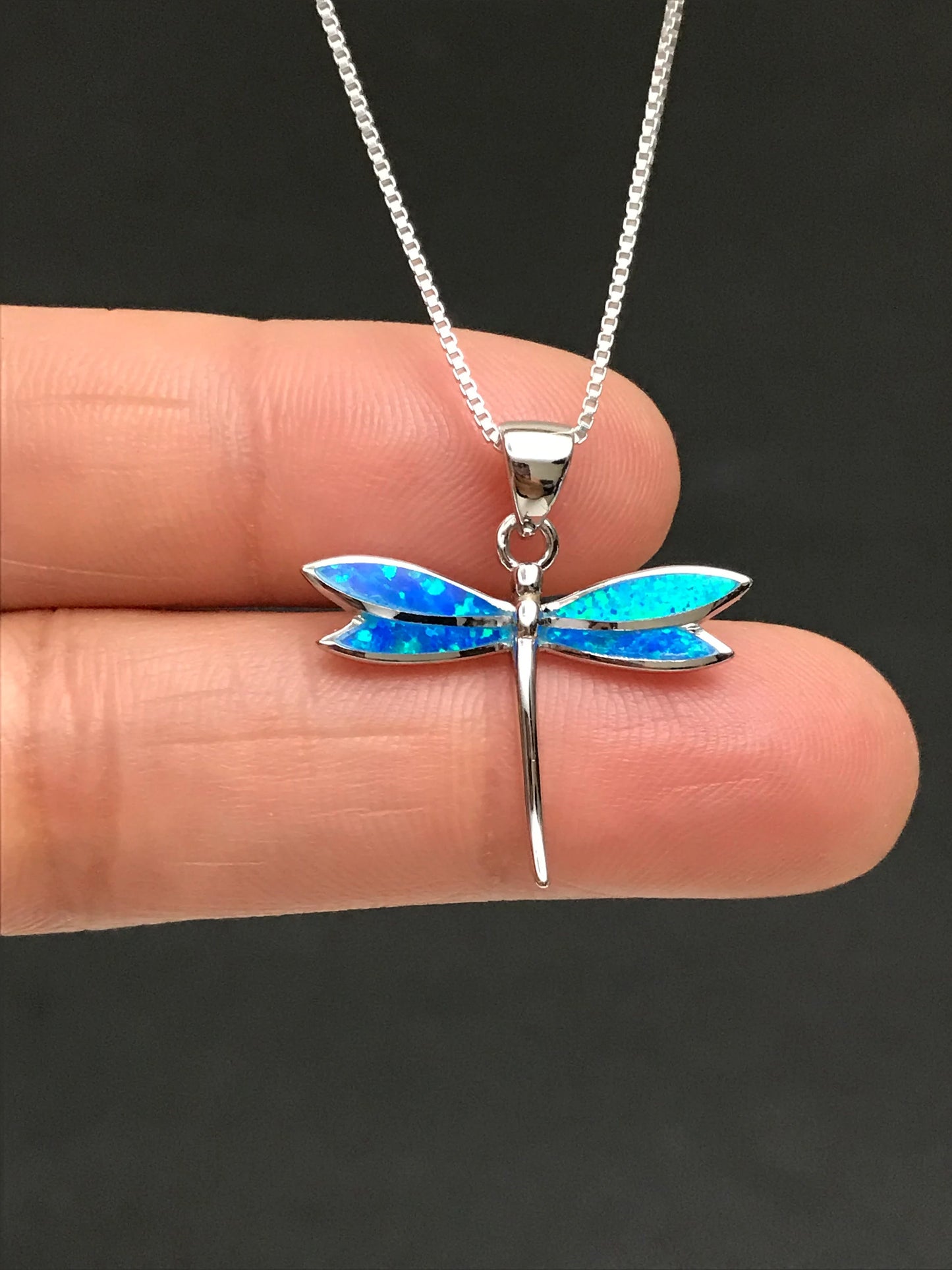 Blue Opal Dragonfly Necklace