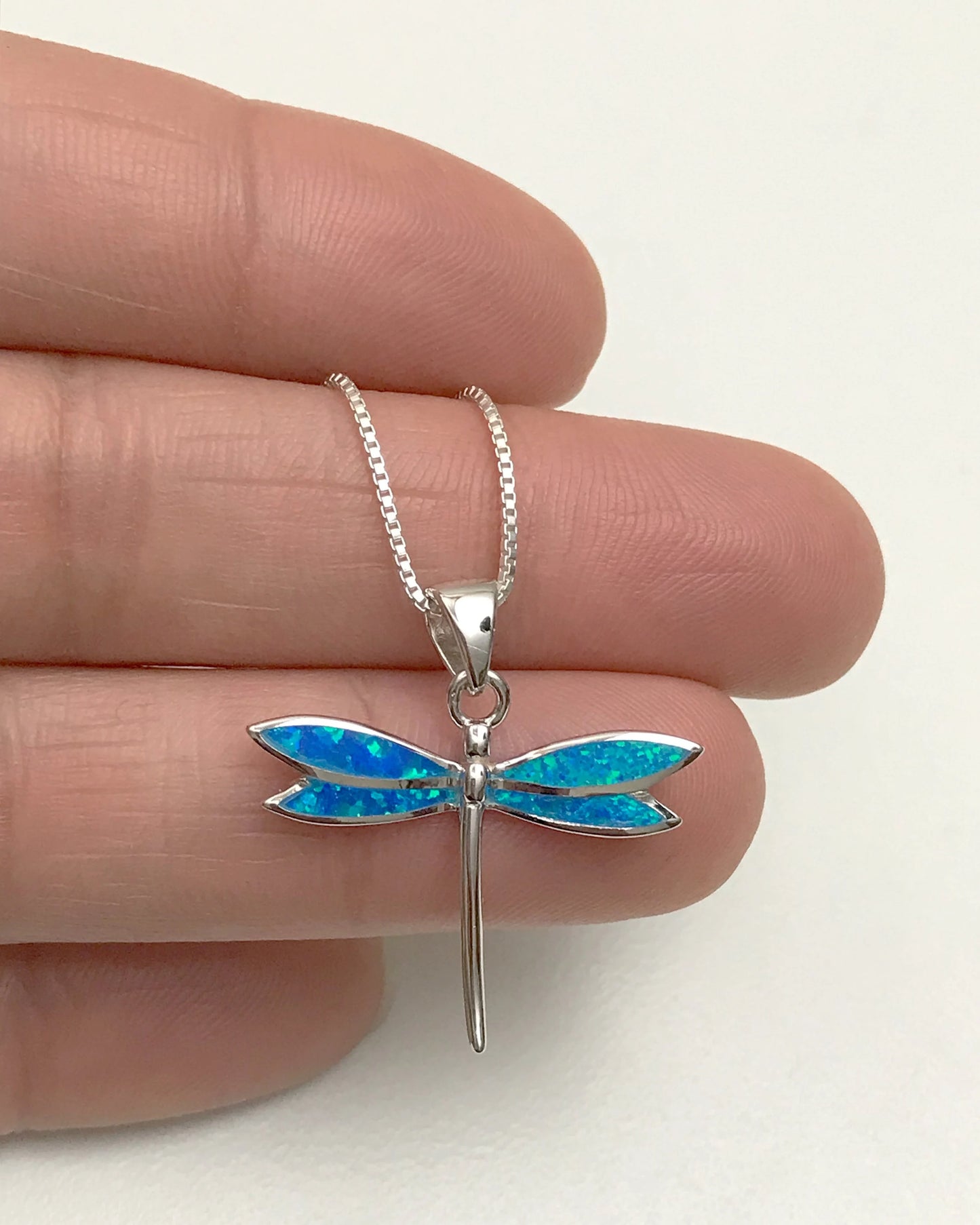 Blue Opal Dragonfly Necklace