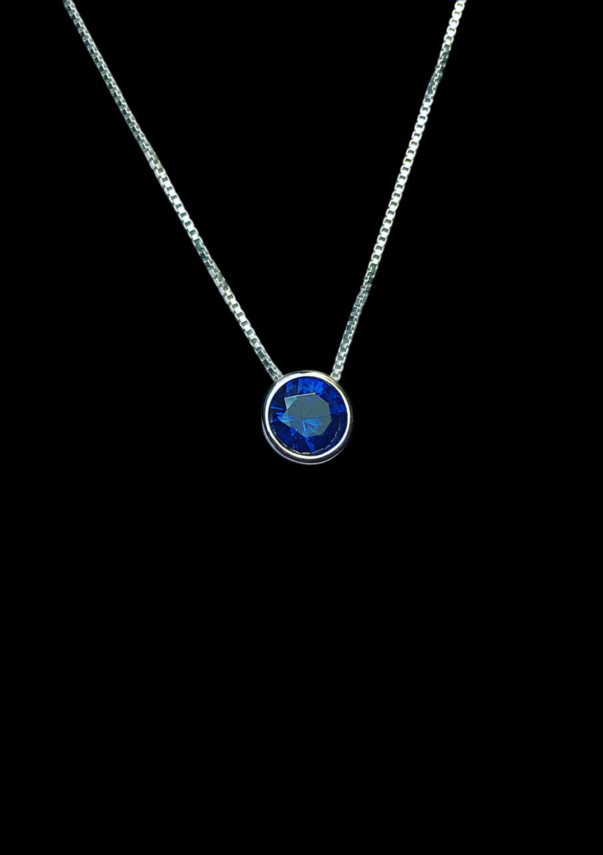 Blue Sapphire CZ Floating Necklace