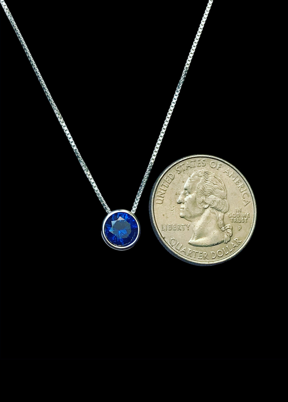 Blue Sapphire CZ Floating Necklace