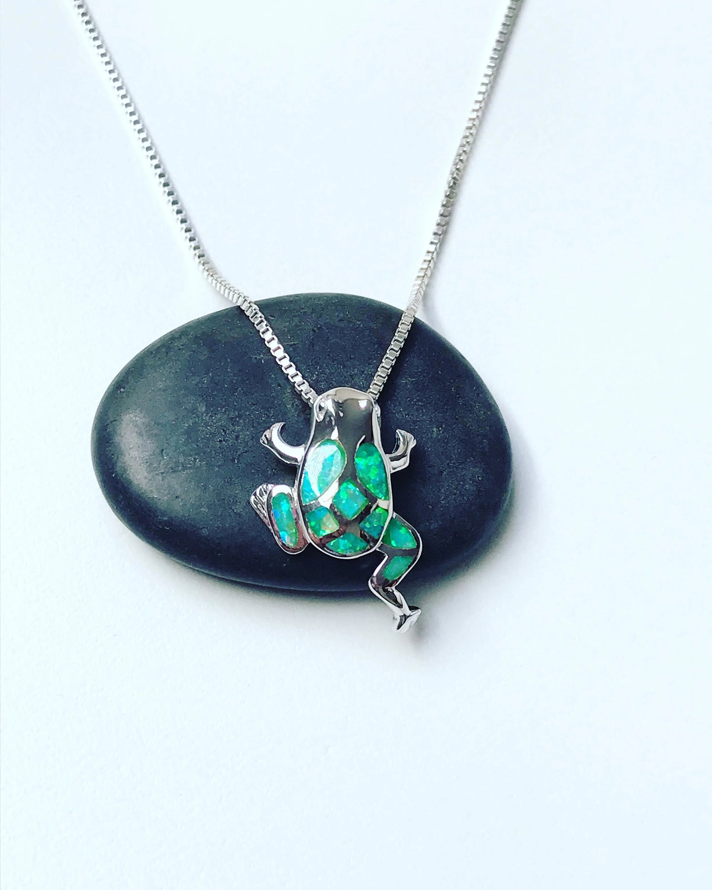 Green Opal Frog Necklace