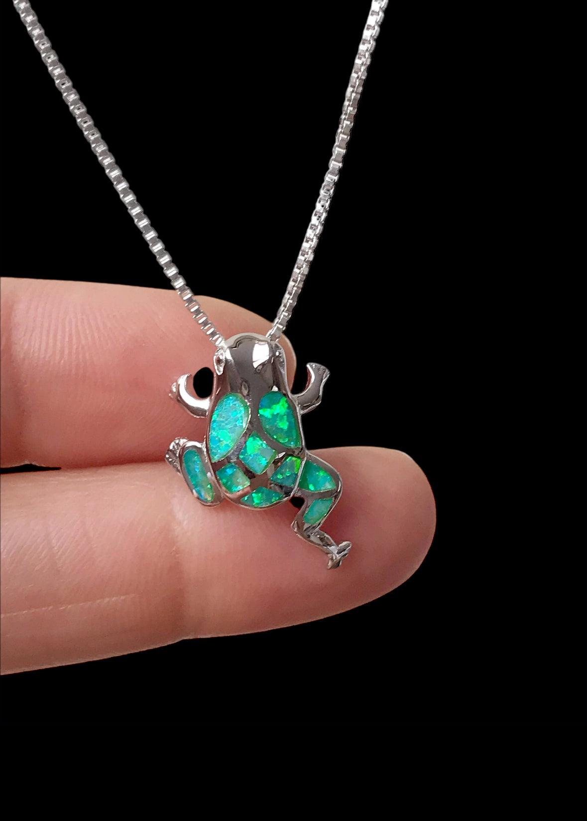 Green Opal Frog Necklace