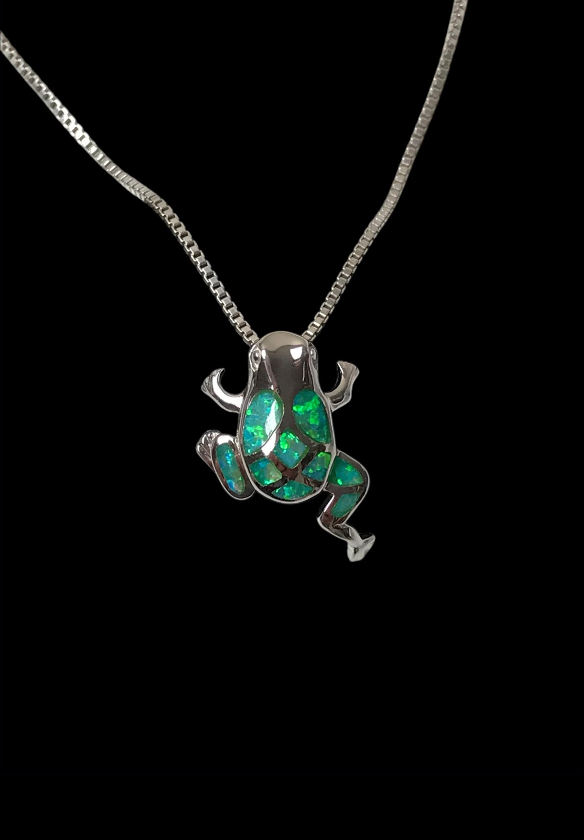Green Opal Frog Necklace