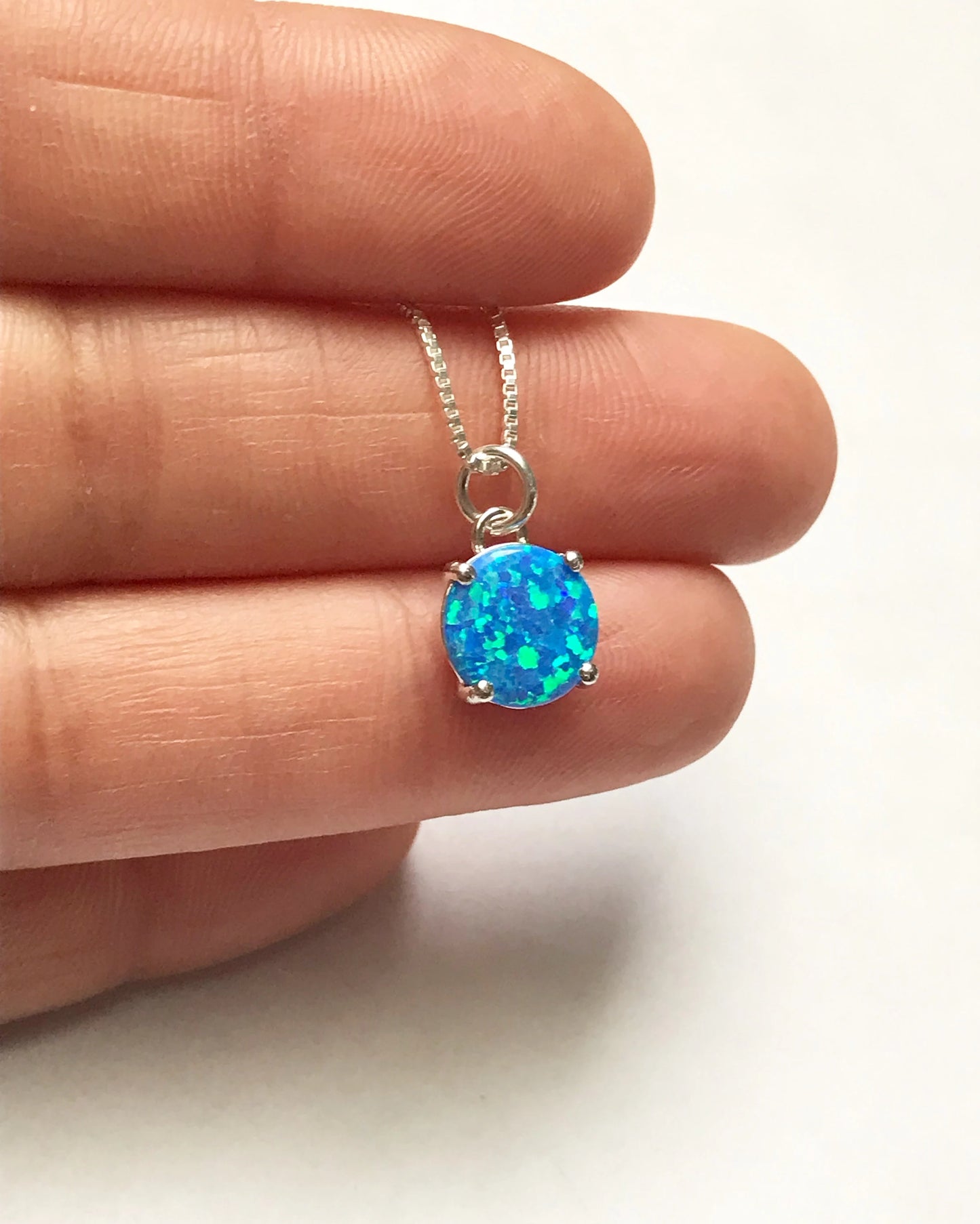 Blue Opal Round Necklace