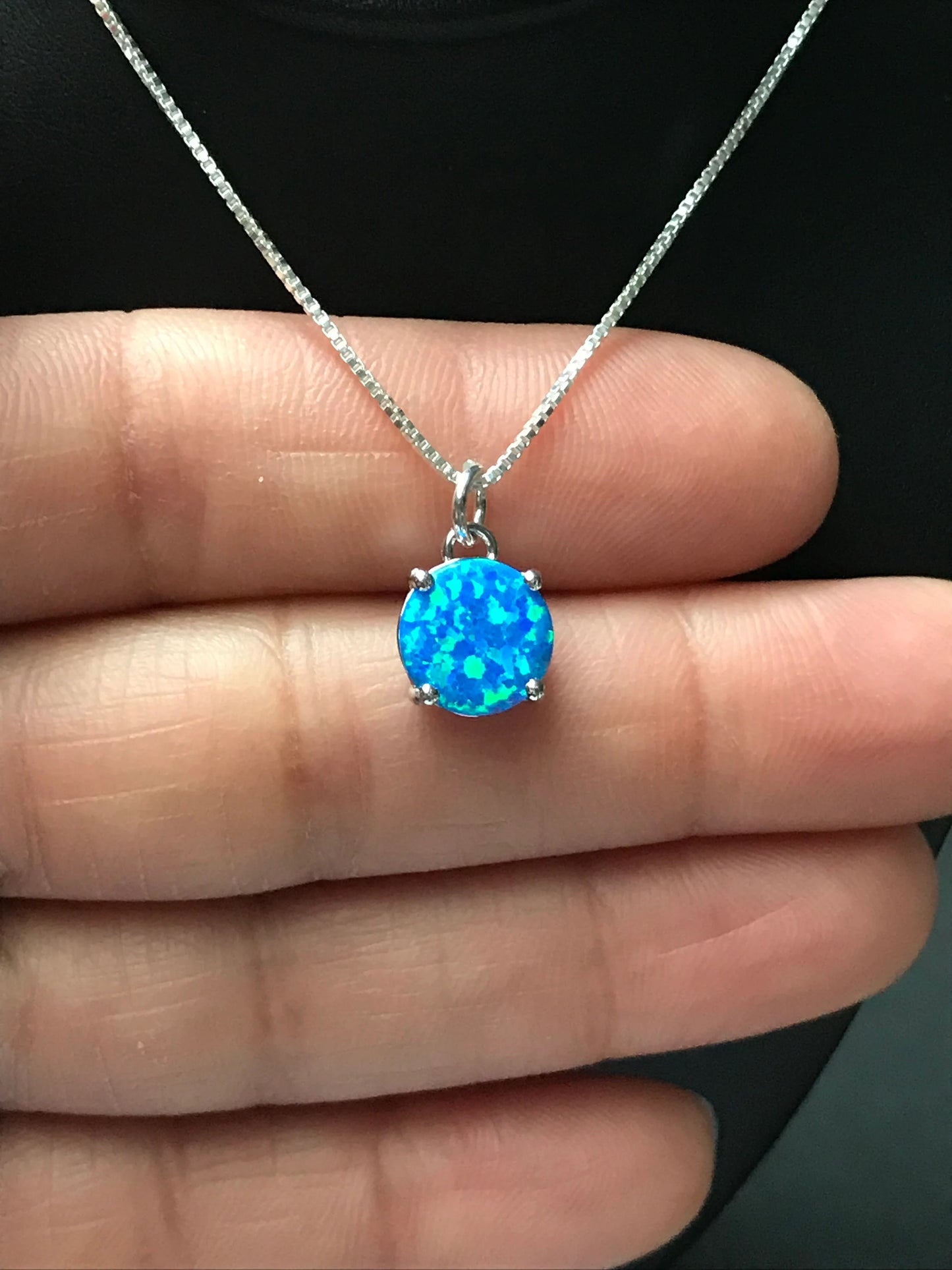 Blue Opal Round Necklace