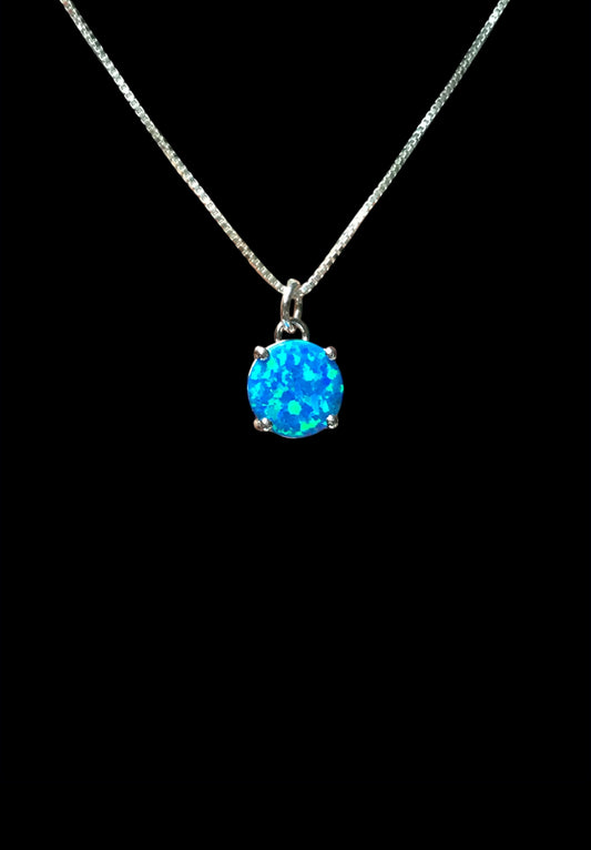 Blue Opal Round Necklace