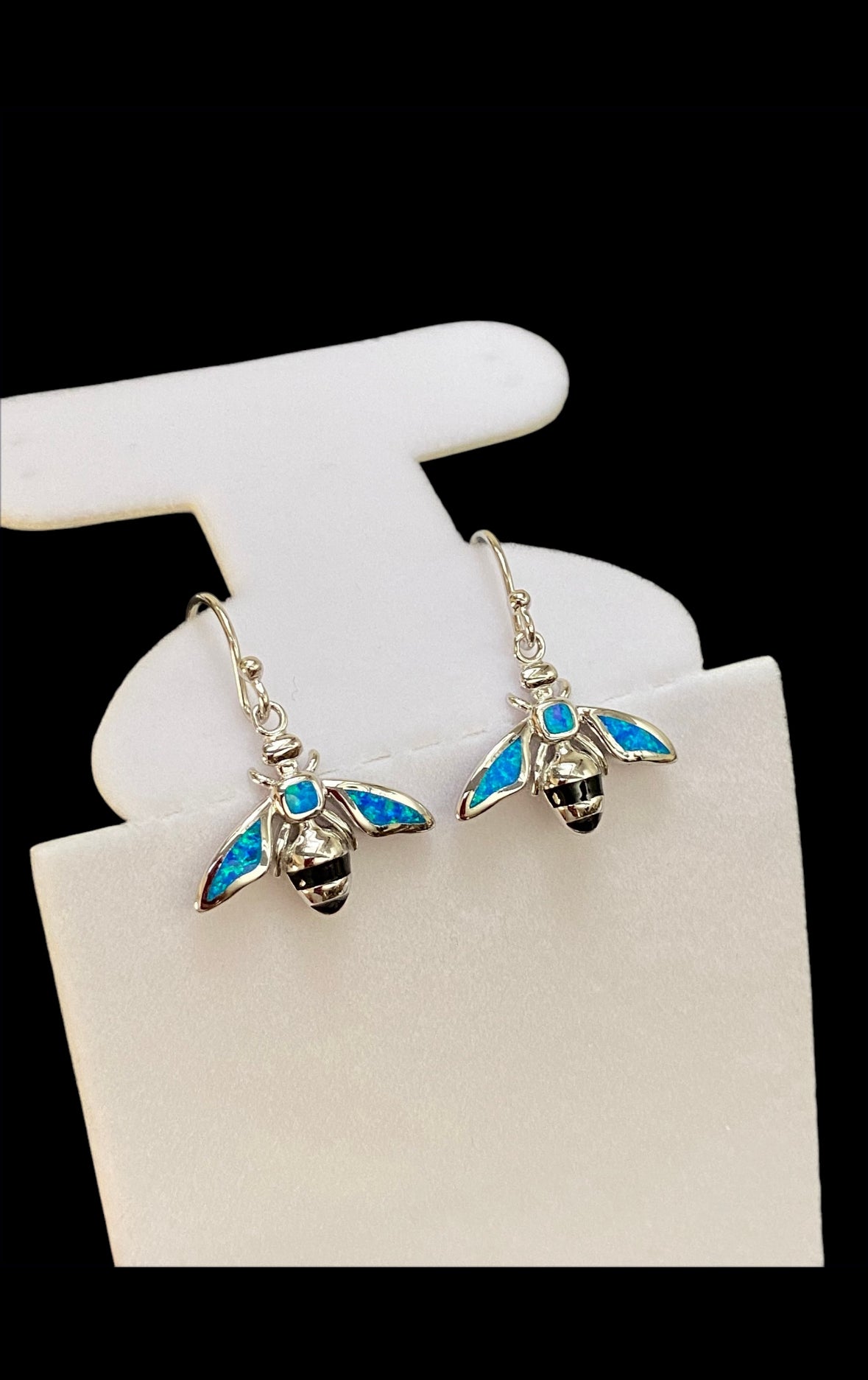 Blue Opal Bumblebee Earrings