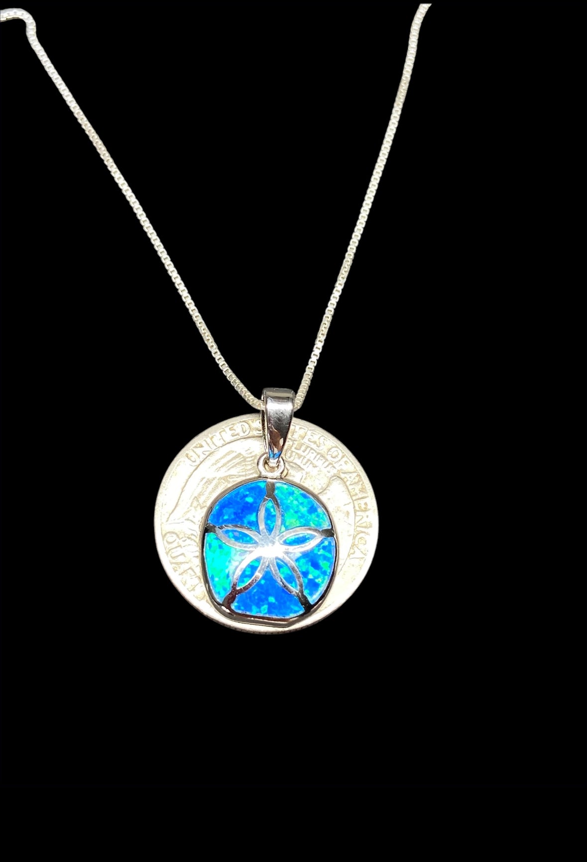 Blue Opal Sand Dollar Necklace
