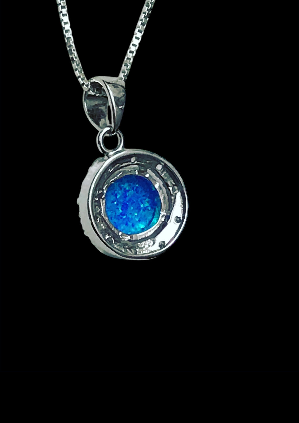 Blue Opal Halo Necklace