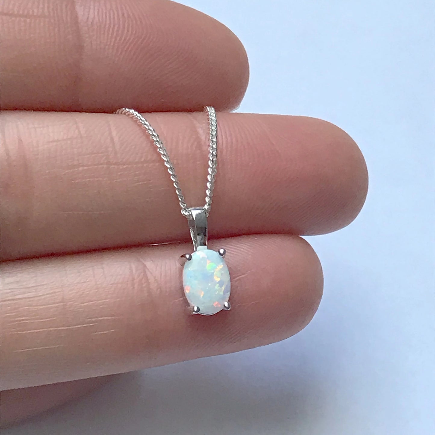 White Opal Oval Necklace