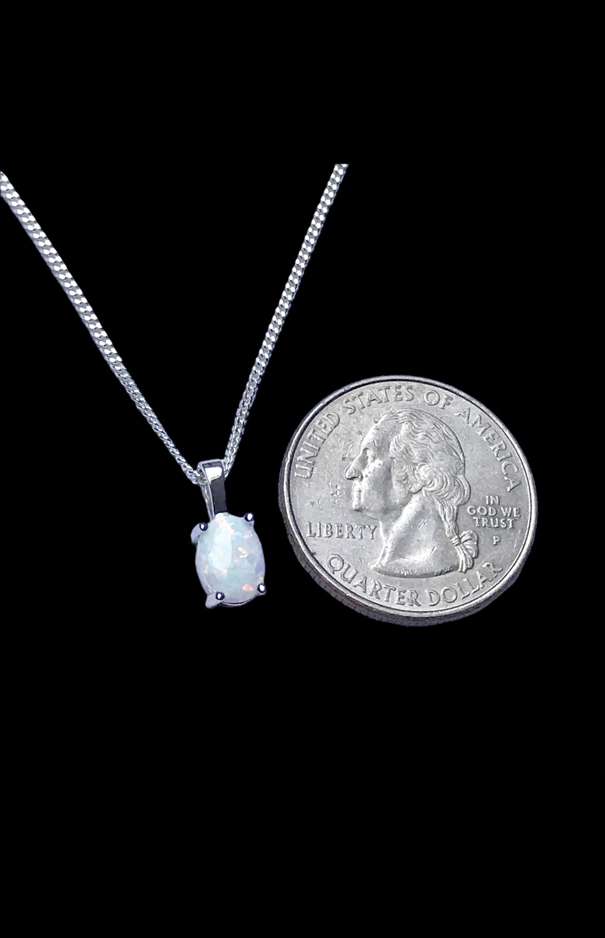 White Opal Oval Necklace