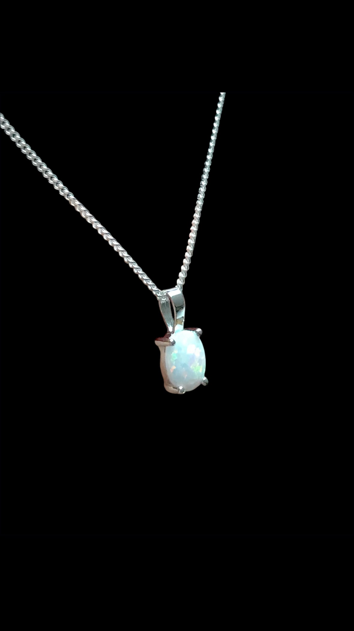 White Opal Oval Necklace