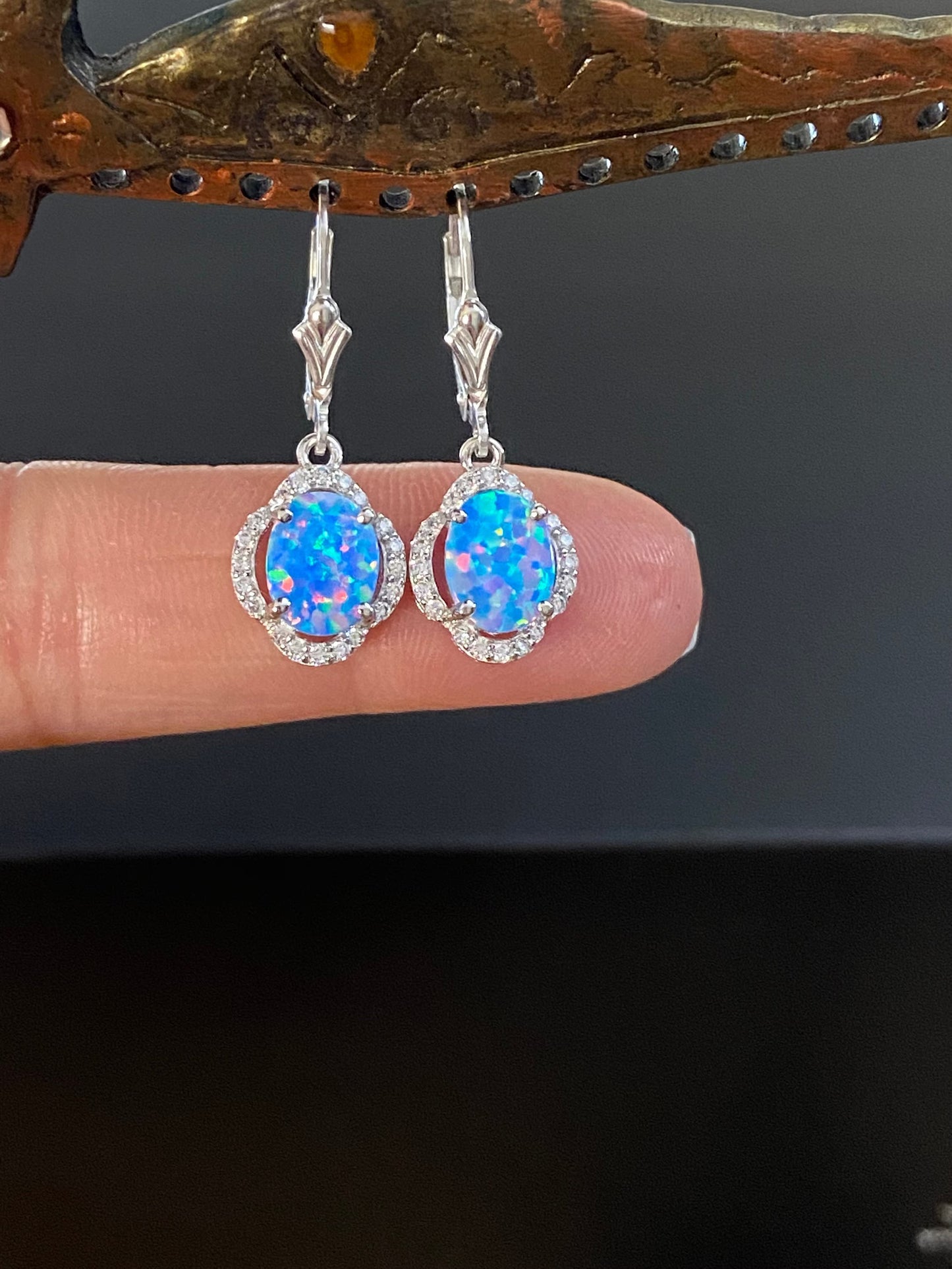 Blue Lavender Opal Earrings