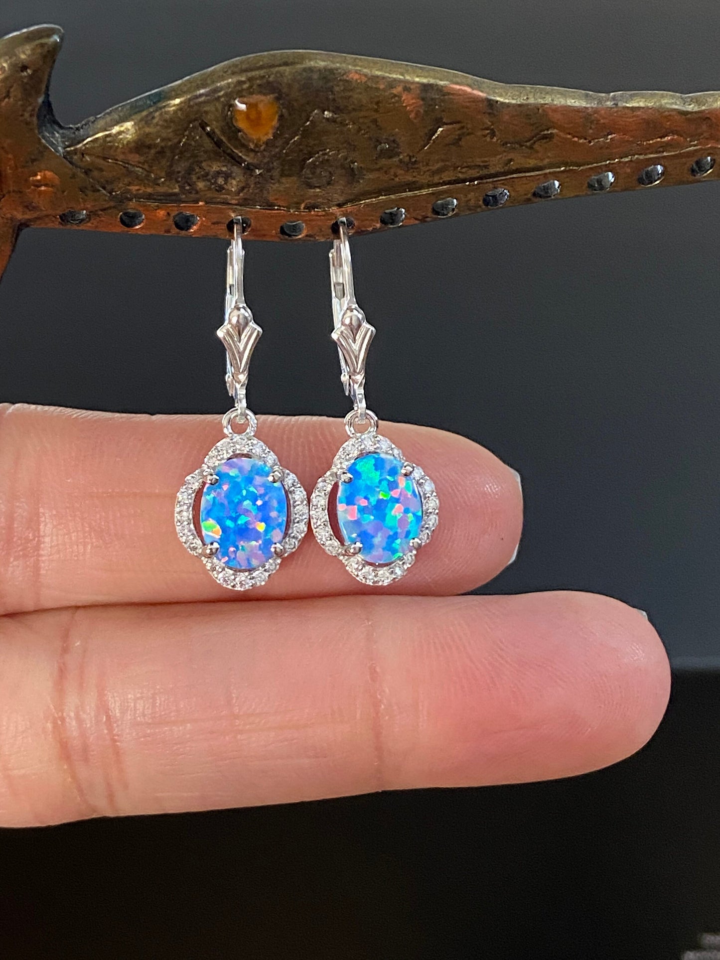 Blue Lavender Opal Earrings